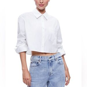 Alice and Olivia Finely Cropped Oversized Button Down Shirt Size XS
